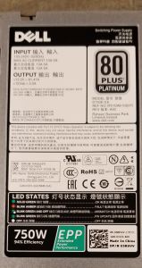 Dell 5RHVV PER R630 R730 T430 T630 750W Power Supply